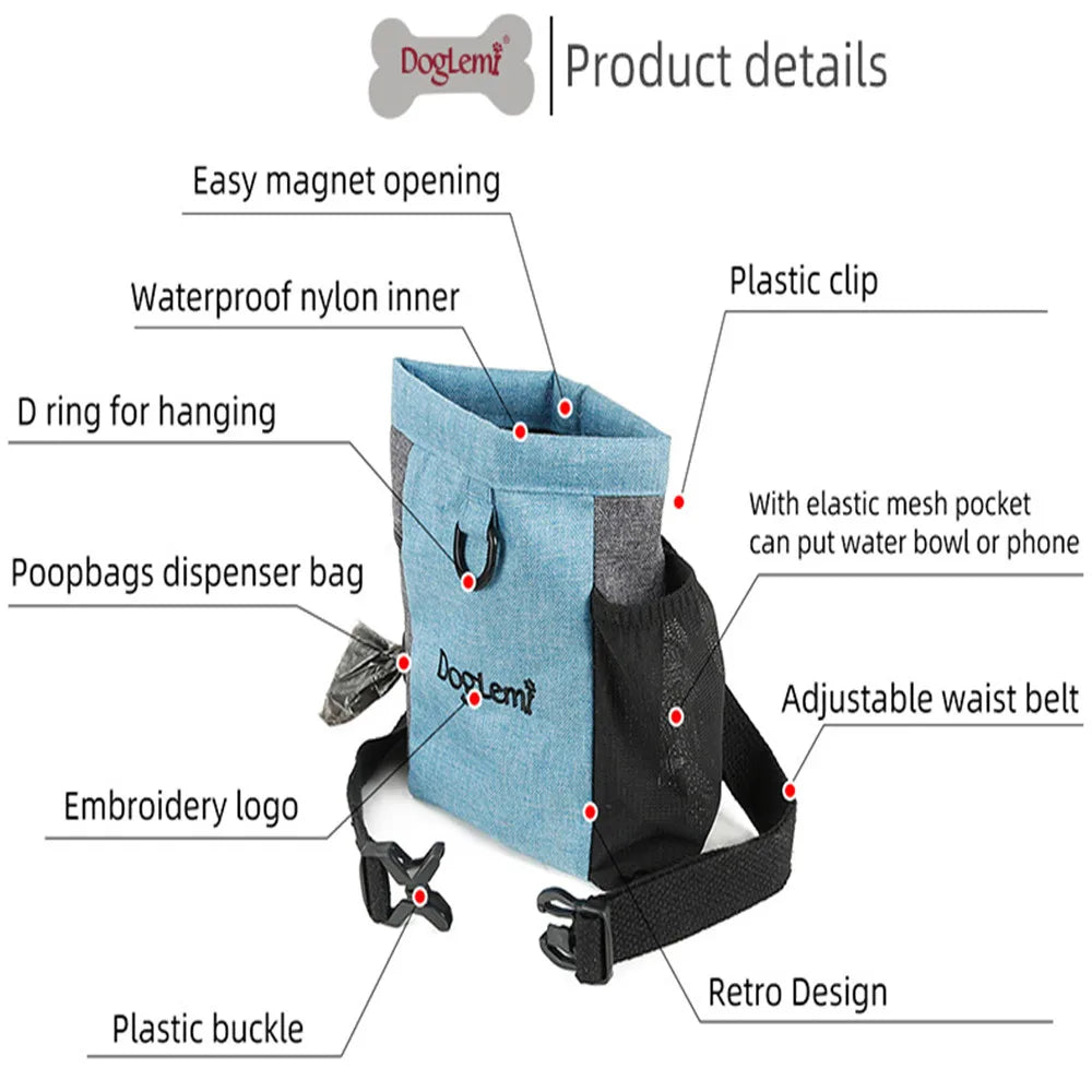 Professional Pet Treat Dog Pouch Tote Bag Waist Bag Multifunction Training Dog Helpers for Dogs
