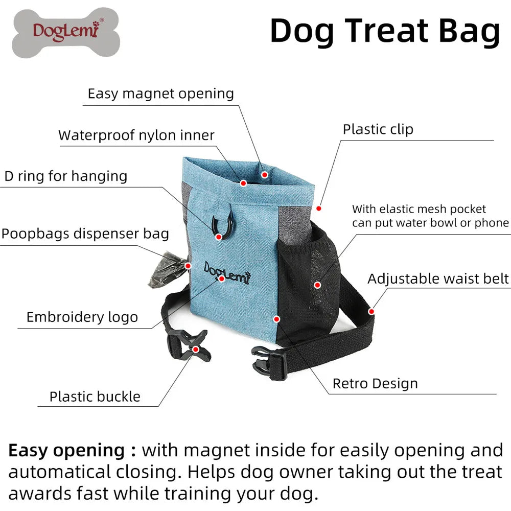 Professional Pet Treat Dog Pouch Tote Bag Waist Bag Multifunction Training Dog Helpers for Dogs