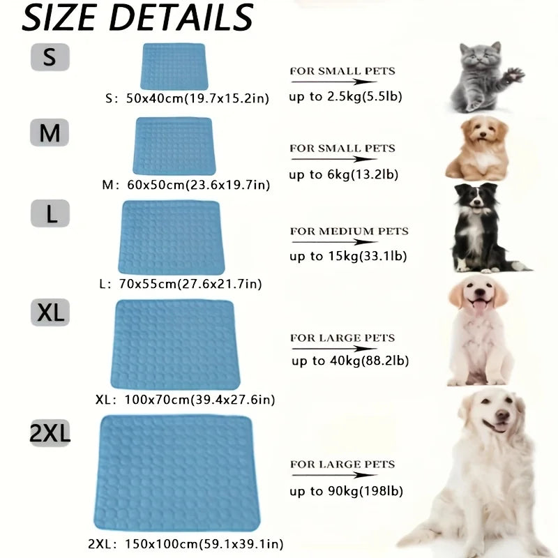 Pet Cooling Mat - Durable, Waterproof Bottom - Chill Relief for Dogs - Easy Clean - Summer Comfort